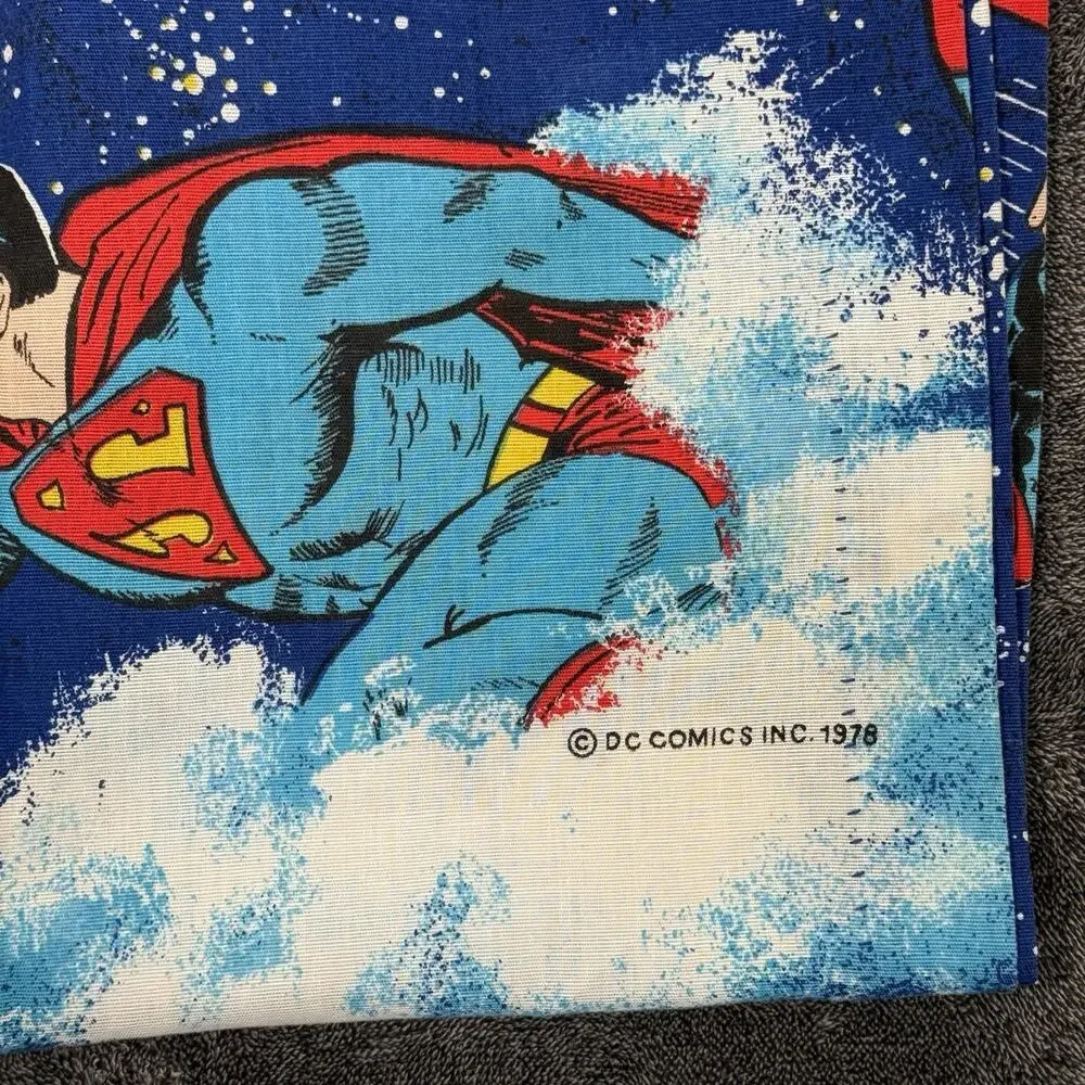 Superman Curtains Pair Vintage DC Comics Lined Navy Red 54x68 Each